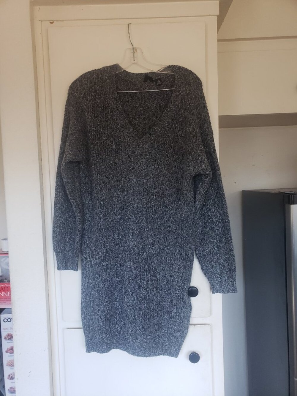 ROXY Grey Speckle Long Sweater Size Small